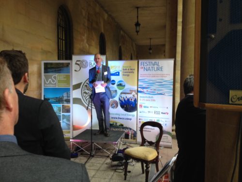 Professor Jonathan Knight speaking at the Festival of Nature launch event in The Colonnades, Bath.