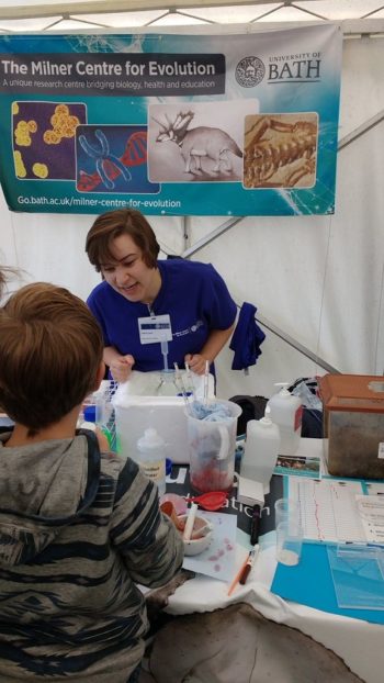 Researchers from the Milner Centre for Evolution demonstrate interact with attendees at the Festival of Nature in Bath.