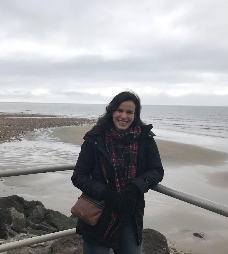 Claudia in Lyme Regis at a day trip to look for fossils 