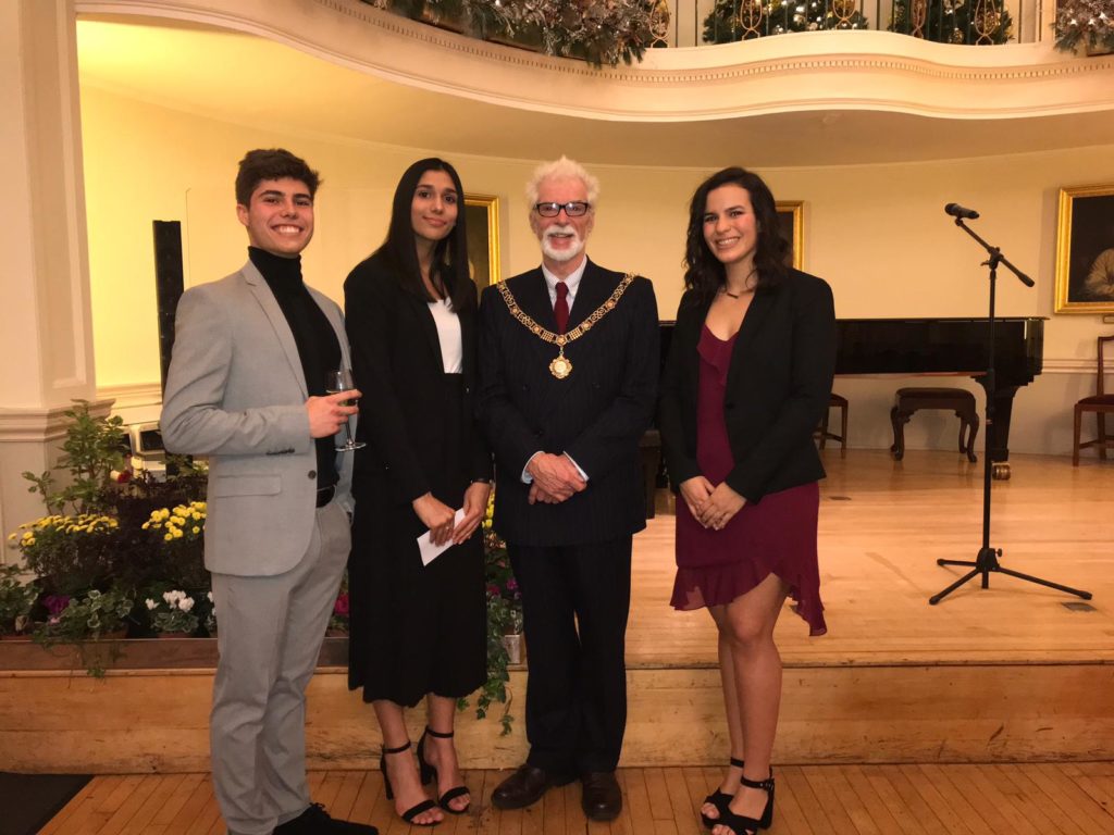 Claudia and 2 friends with the Mayor of Bath