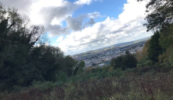 Views from above of the City of Bath from Sham Castle.