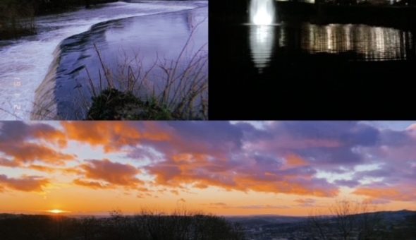 Warleigh Weir, the lake on campus, and the sunset from the Skyline Walk