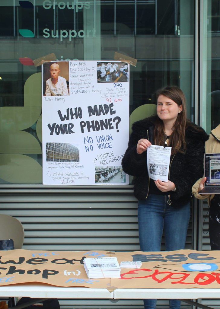 I am campaigning outside the Students' Union about human rights