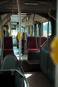 POV: Inside public buses. 