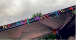 A 'we will miss you' banner from my leaving for university gathering 