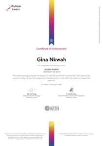 My colourful, Access to Bath certificate