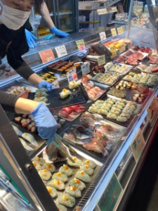 Sushi at Shimonoseki fish market.