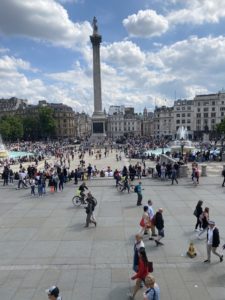 Crowds in Trafalgar Square during Jubilee Weekend