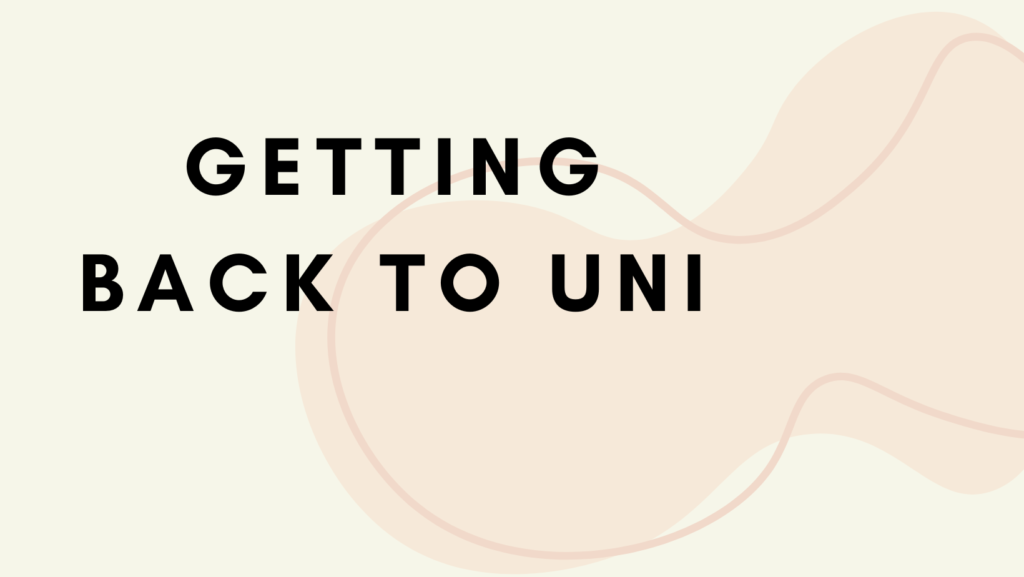 Title card with the text 'Getting back to Uni'