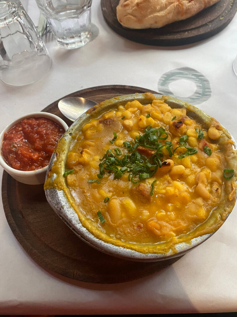Photo of Locro - an Argentinian stew - served in a bowl.