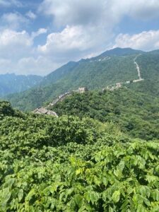 View of the Great Wall of China, and its mountains and valleys