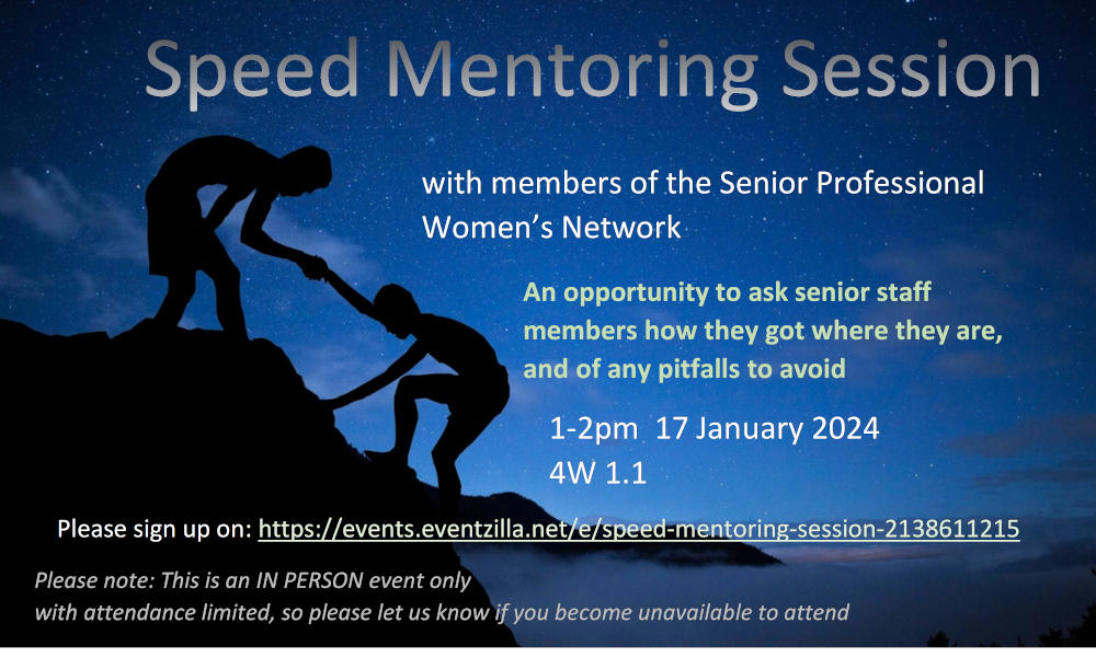 Invite to speed mentoring session. 1-2pm 17 January 2024 in 4W 1.1